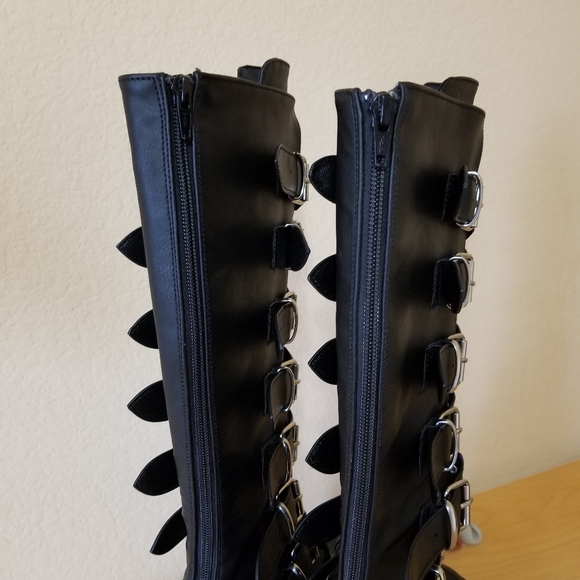 Demonia Swing-815 Black Vegan Leather  Knee Boot Size 7 - Picture 13 of 14